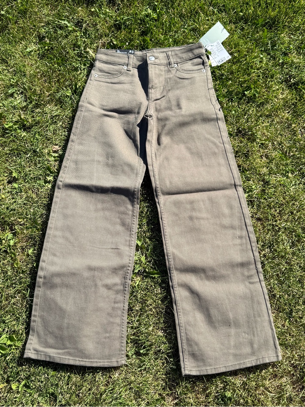 H&M Olive/Taupe Wide Leg Jeans